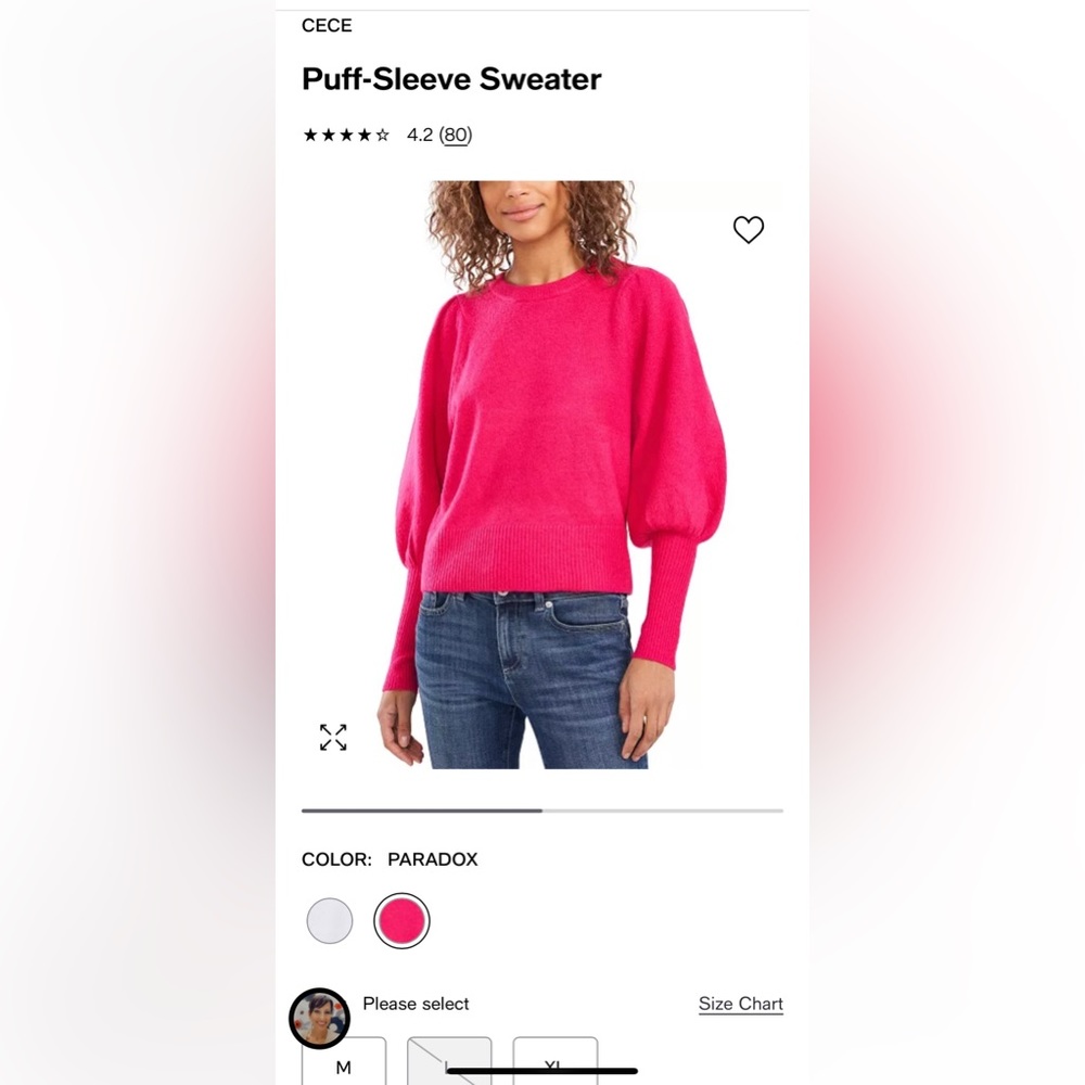CeCe Puff-Sleeve Sweater